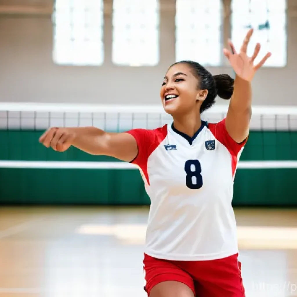 배구 관련 취미 생활 - **"A dynamic and exhilarating close-up action shot of a fit, athletic person, of a diverse ethnicity...