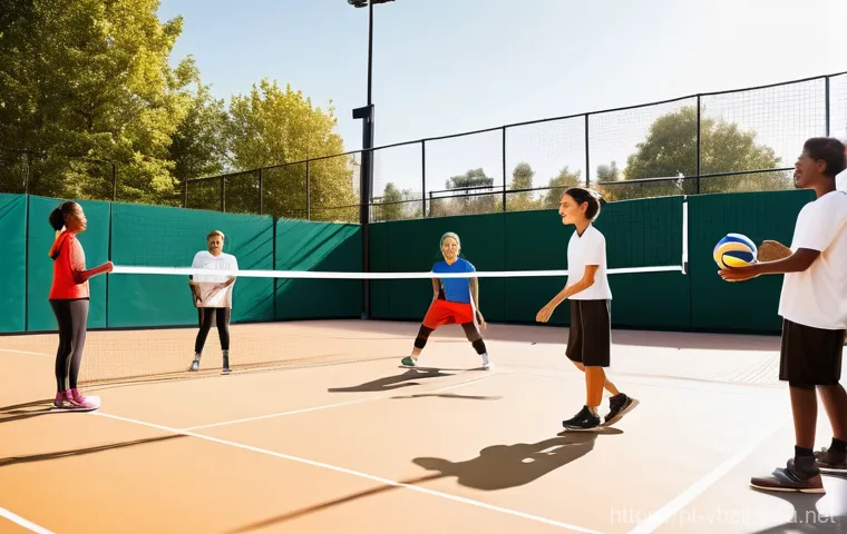 배구 관련 취미 생활 - **"A heartwarming scene depicting a diverse group of volleyball teammates, including various ages an... 배구 관련 취미 생활 - **"A heartwarming scene depicting a diverse group of volleyball teammates, including various ages an...