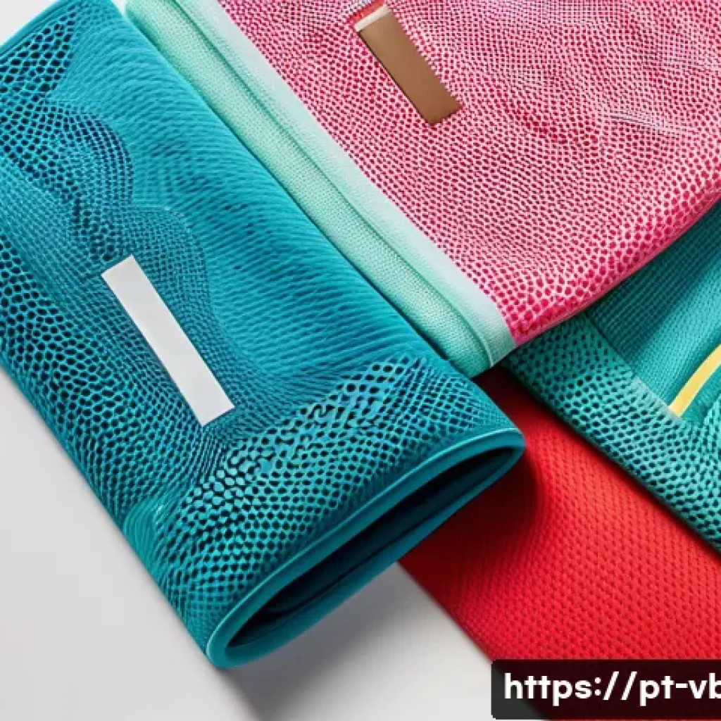 배구 관련 의류 세탁 팁 - A detailed close-up of high-performance volleyball sportswear laid flat, showing vibrant colored fab...