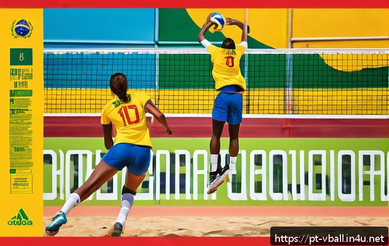 배구 관련 포스터 제작 - A vibrant volleyball poster featuring a dynamic high-resolution photo of a male and female volleybal...