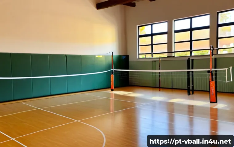배구 트레이닝 장비 리뷰 - Photorealistic volleyball training equipment comparison arranged neatly on a polished indoor court i...